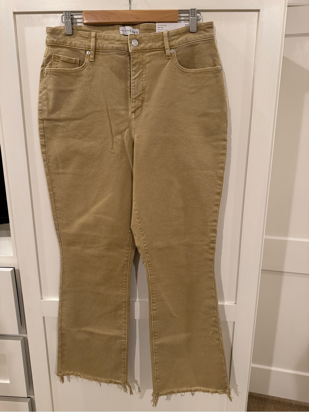 Loft High-Rise Kick Cropped Frayed Hem Jeans - Tan